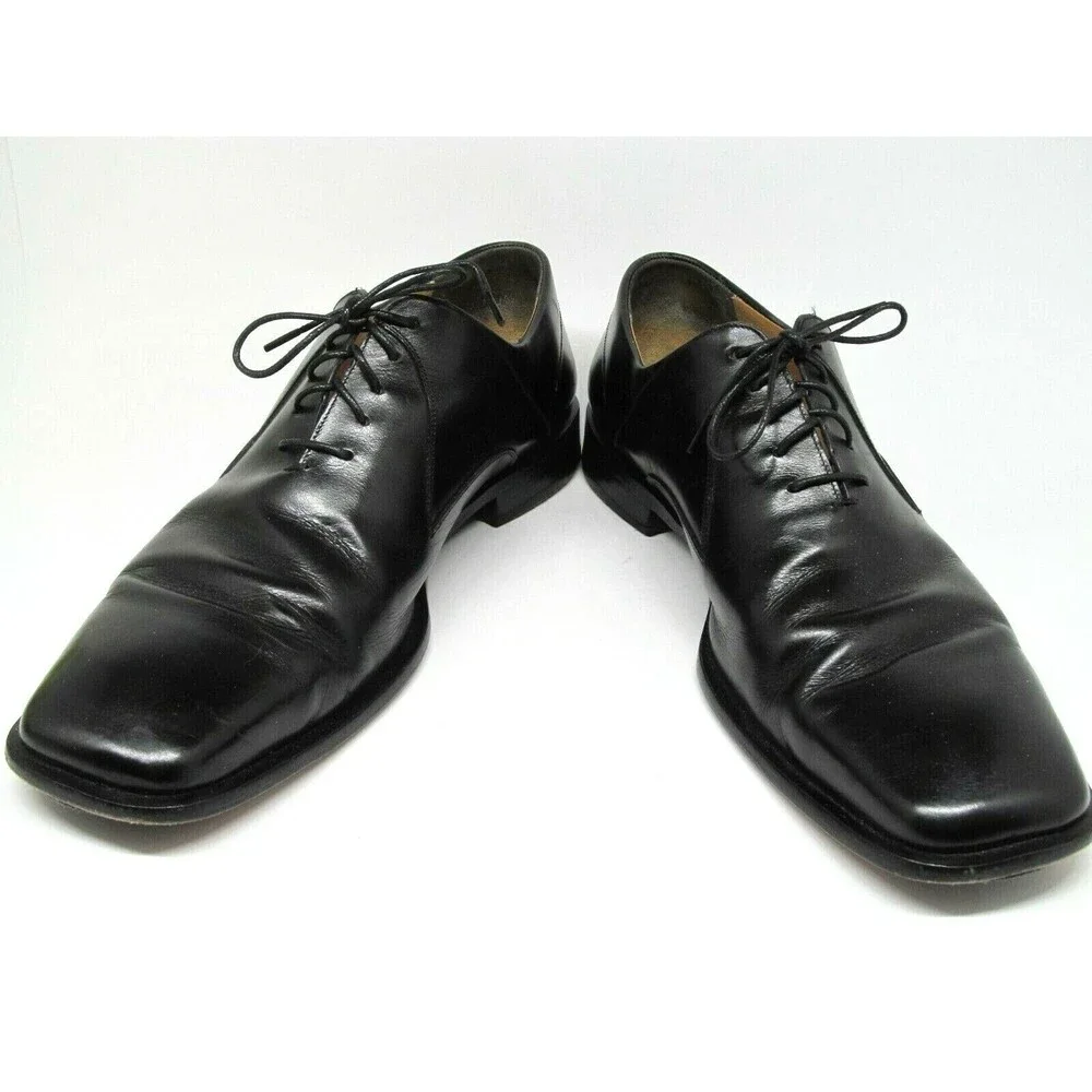 Paolo De Marco Black  Plain Toe Square Toe Oxfords  Mens Size US 11.5 M defect